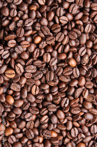 Dark roasted coffee beans texture