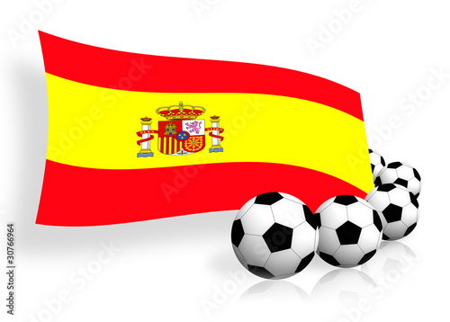 soccer balls   flag of Spain