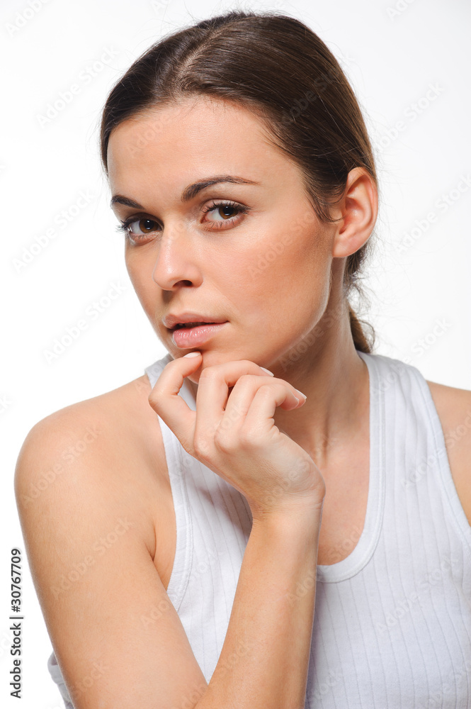 Close-up portrait of a fresh and beautiful young fashion model Close-up portrait of a fresh and beautiful young fashion model