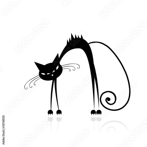 Angry black cat for your design