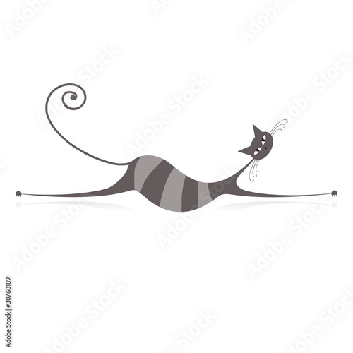 Graceful grey striped cat for your design