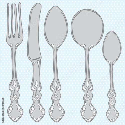 Hand drawn cutlery set