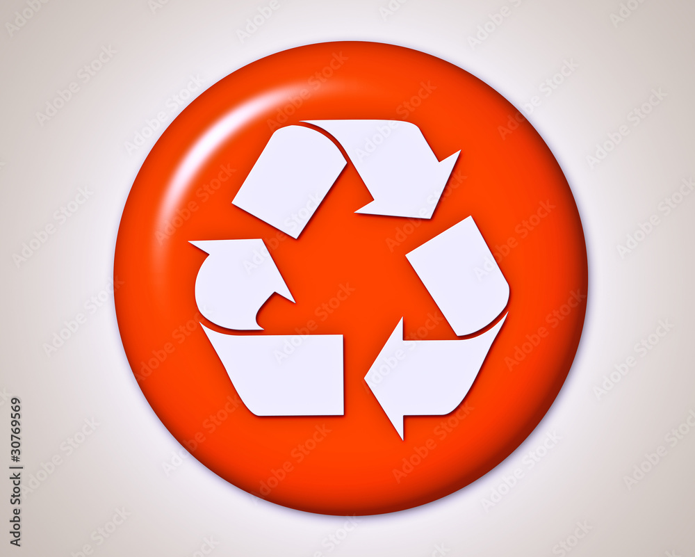 red button with recycling icon isolated red button with recycling icon isolated