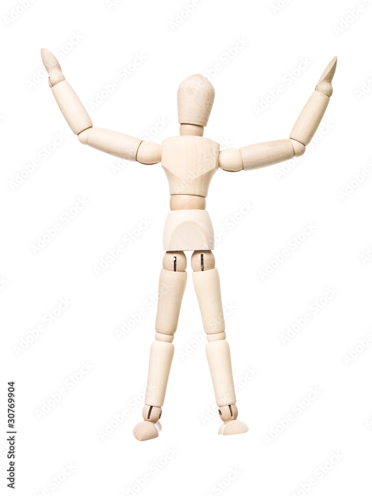 Drawing doll with arms raised