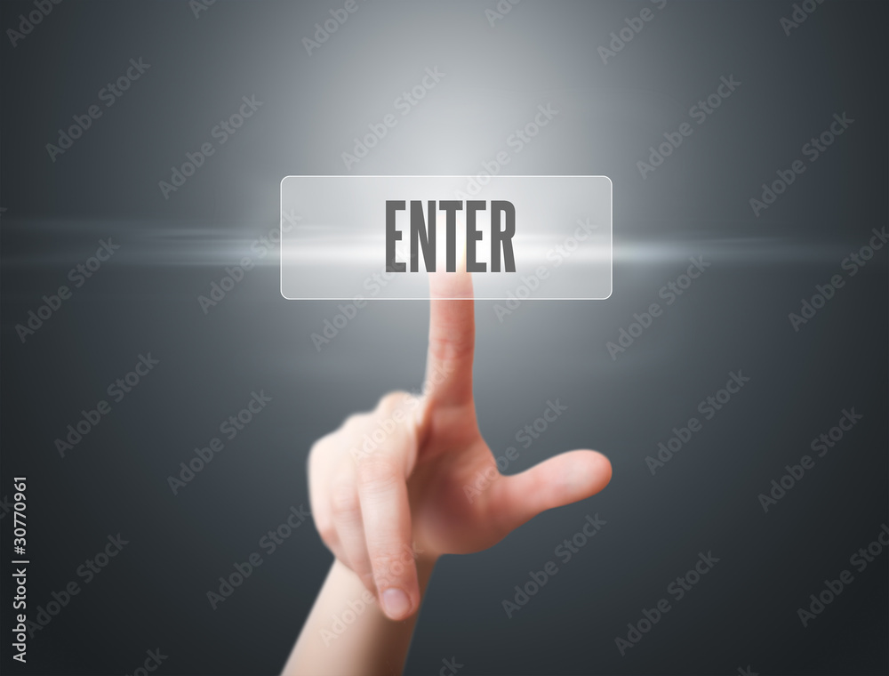 woman finger push enter button