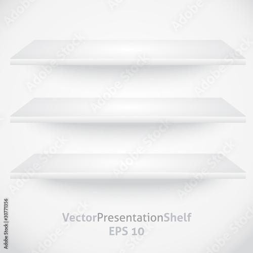 Isolated empty shelf for product presentation