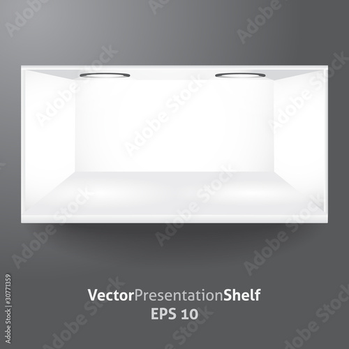 Isolated empty shelf for product presentation