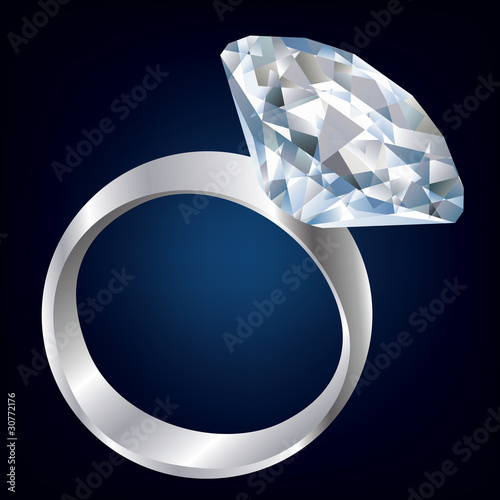Diamond ring over black background