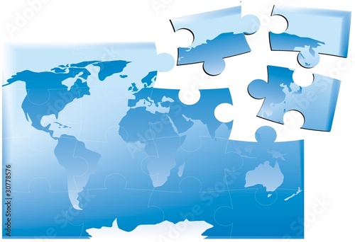 world map as united puzzle