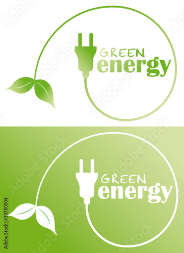 green energy with plug and leaf