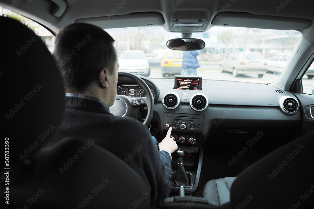 man using car navigation