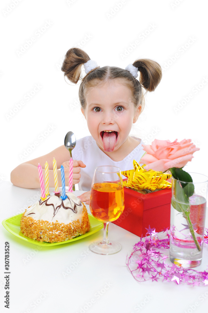 Beautiful little girl celebrates birthday Beautiful little girl celebrates birthday