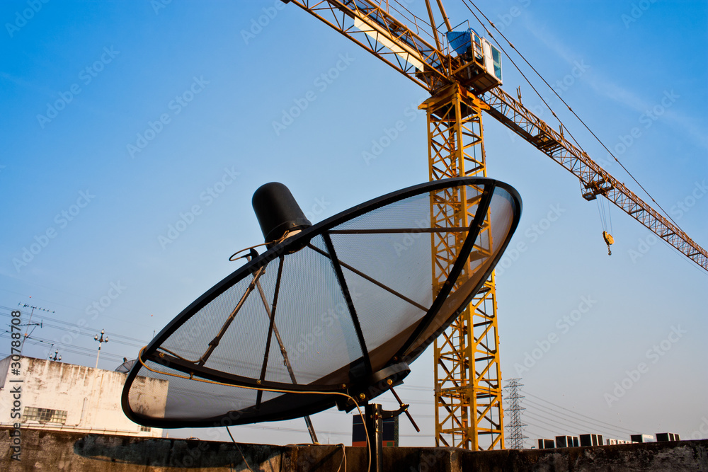 Satellite dish on the roof Satellite dish on the roof