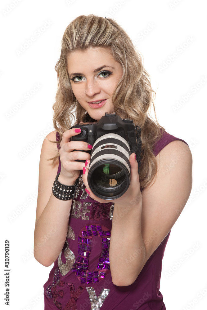 Fototapeta premium Girl with a photo camera