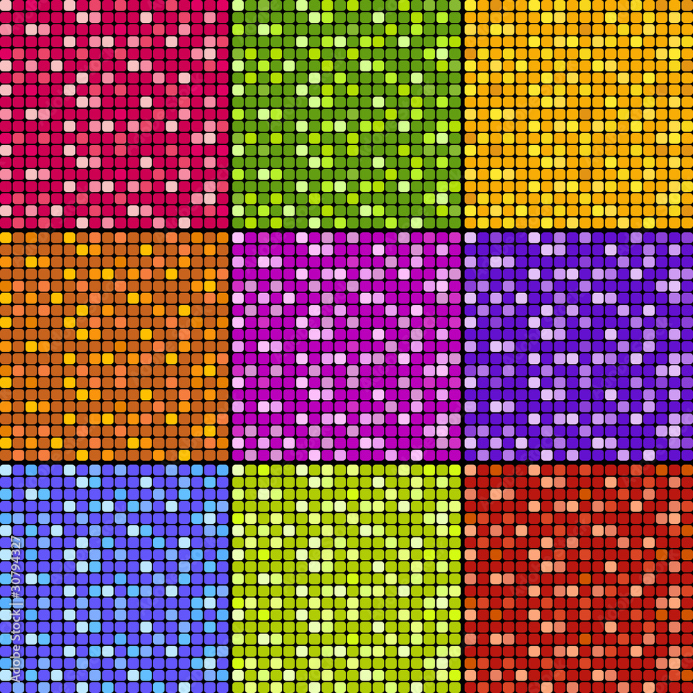 vector illustration of a set of mosaic pattern