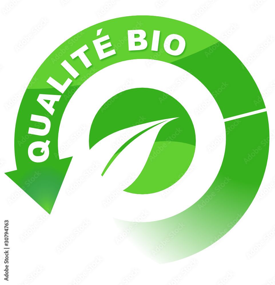 qualité bio sur vignette fléchée verte qualité bio sur vignette fléchée verte