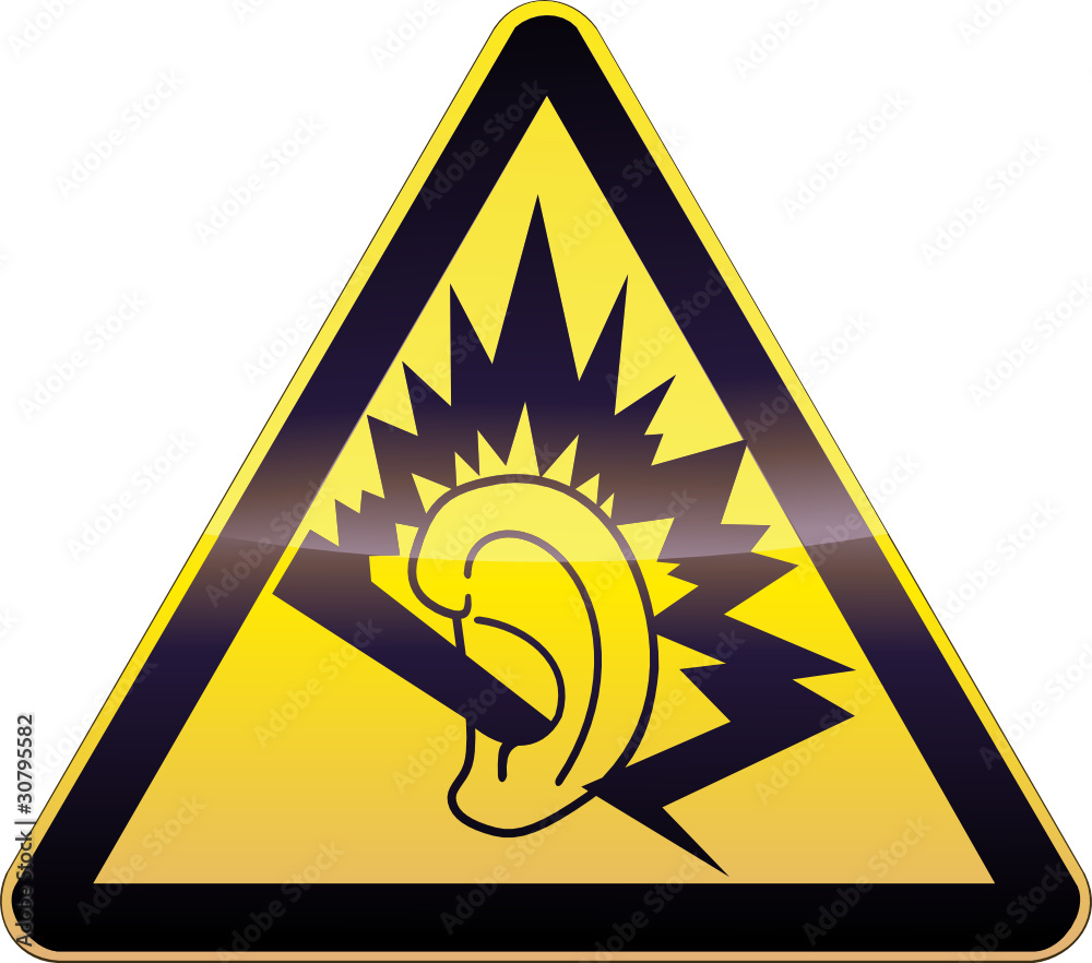 Panneau de danger jaune oreille endommagée (détouré) Panneau de danger jaune oreille endommagée (détouré)