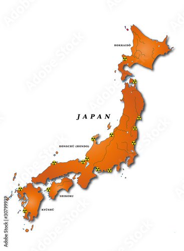 Japan Umrisskarte mit AKW