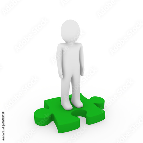 3d human puzzle green