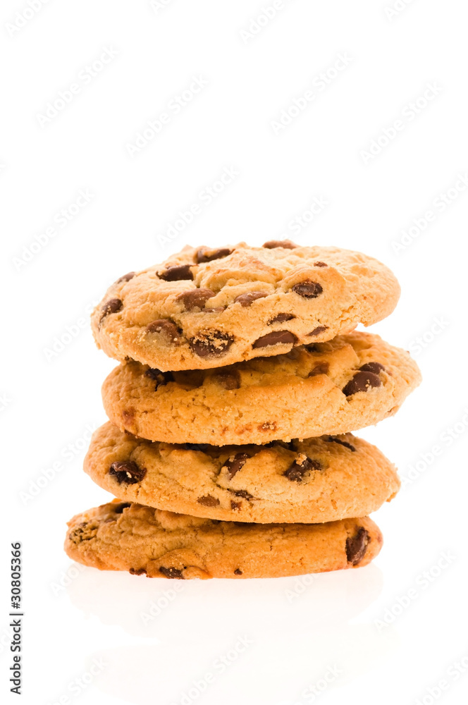 Chocolate Chip Cookies isolated on the white