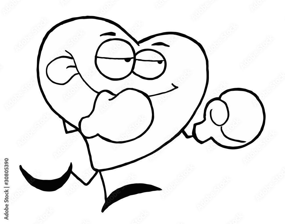 Black And White Coloring Page Outline Of A Heart Boxer