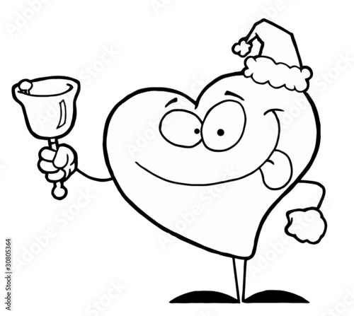 Black And White Coloring Page Outline Of A Heart Bell Ringer