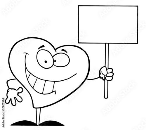 Outline Of A Heart Holding A Sign