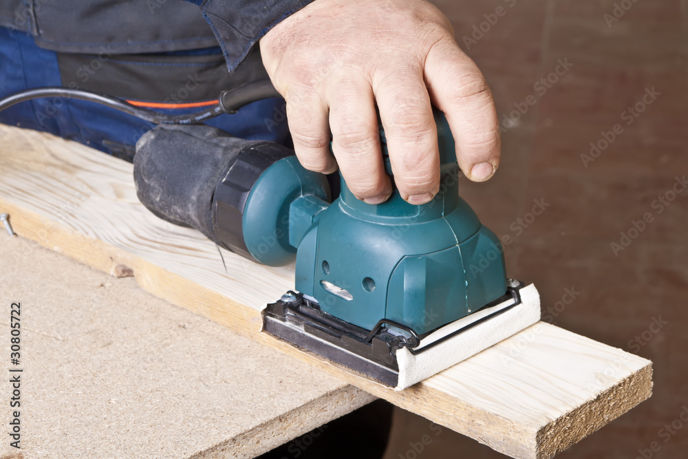 Work with sanding machine Work with sanding machine
