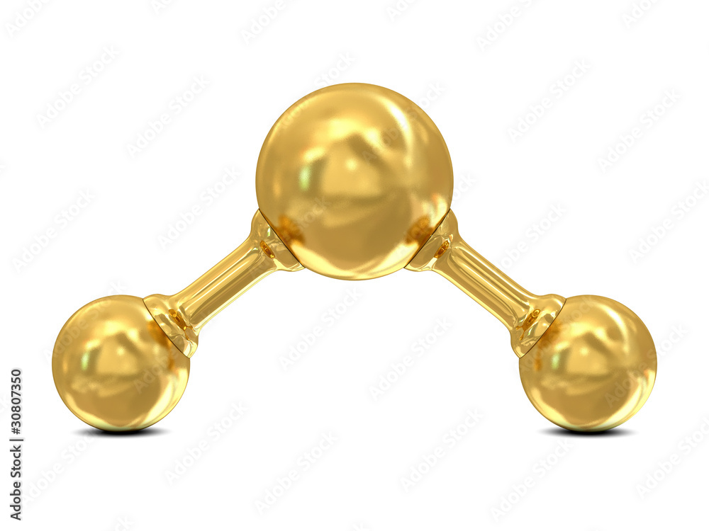 Abstract golden water molecule