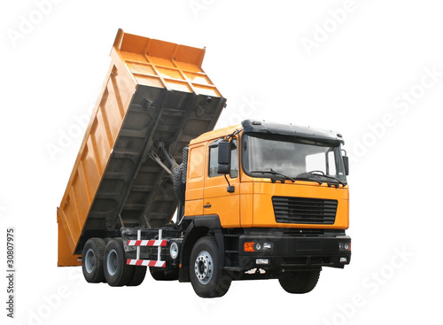 Yellow dump truck