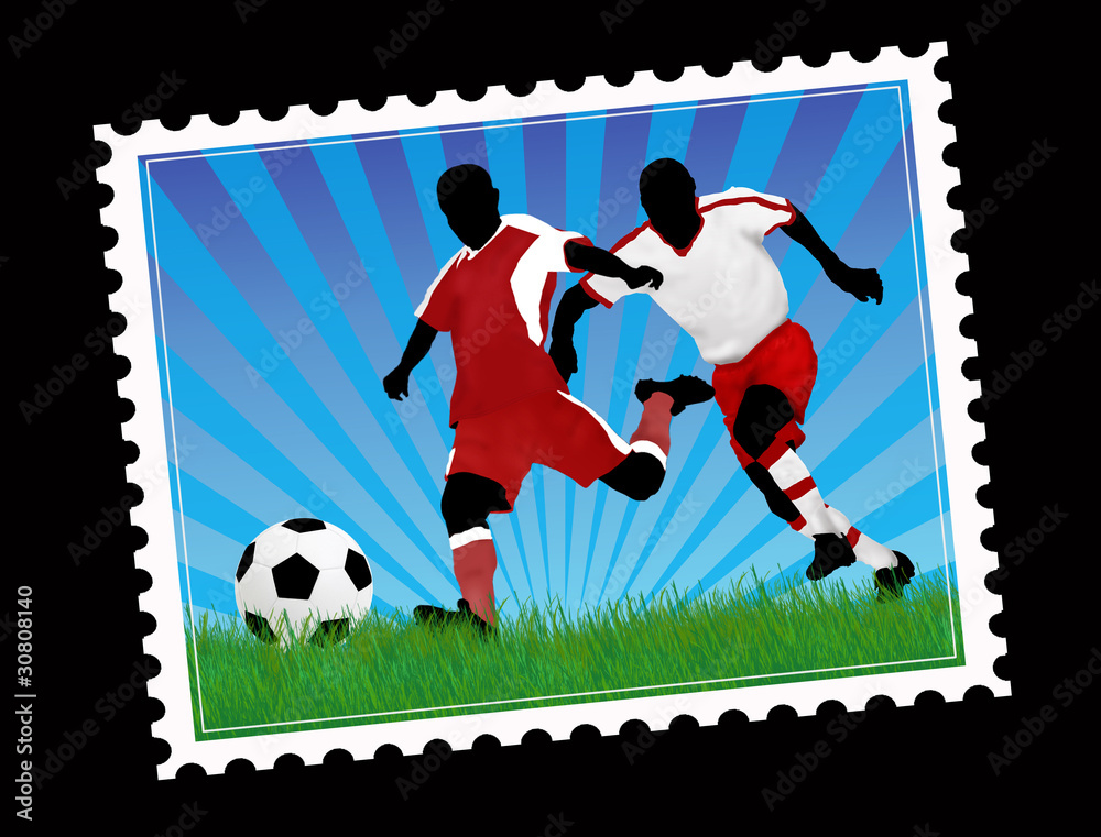 Fototapeta premium Postal soccer stamp