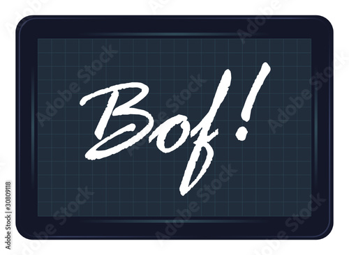 bof, déception, ardoise, exclamation, message, étiquette, mot