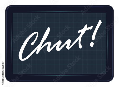 chut, silence, ardoise, exclamation, message, étiquette, mot
