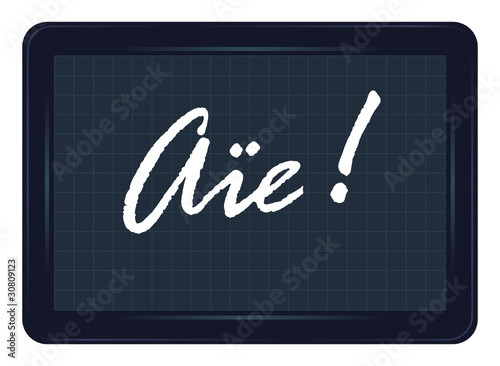 aïe, douleur, ardoise, exclamation, message, étiquette, mot