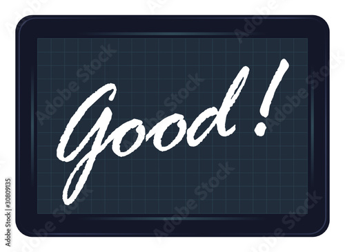 good, bien, bon, ardoise, exclamation, message, étiquette,