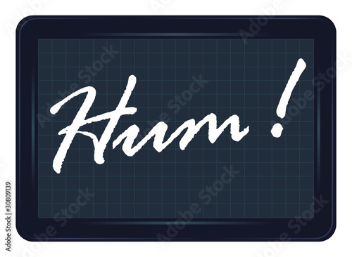 hum, doute, ardoise, exclamation, message, étiquette, mot