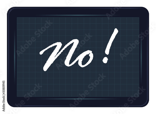 non, refus, ardoise, exclamation, message, étiquette, mot