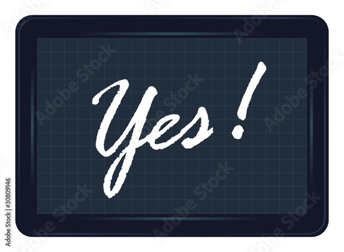 oui, ok, ardoise, exclamation, message, étiquette, mot, accord