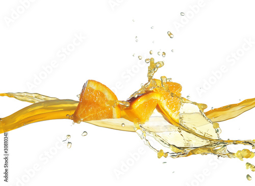 orange slice in juice stream