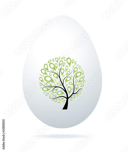 Easter egg white with art tree for your design