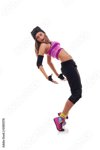 girl dancing hip-hop leaning on back