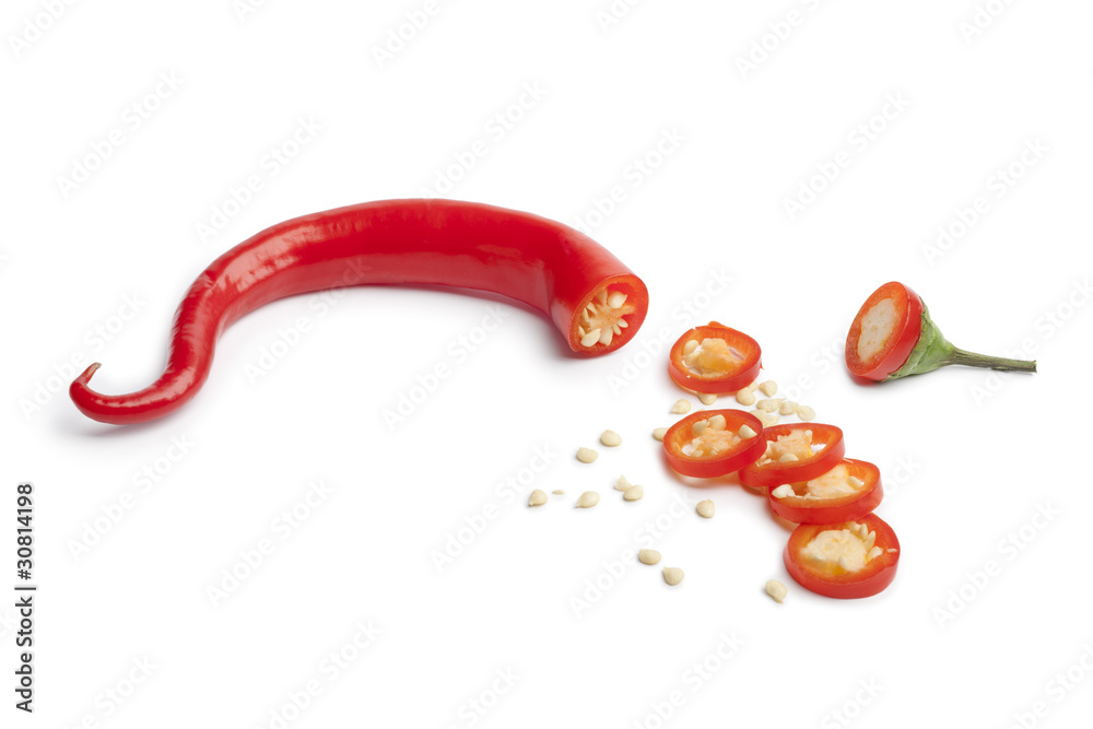 Hot chili pepper cut into slices Hot chili pepper cut into slices
