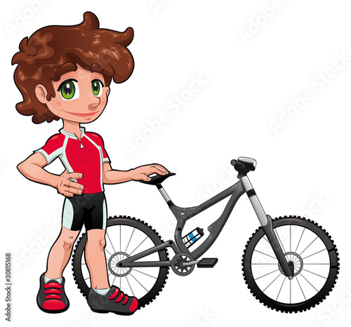 Baby Cyclist. Vector character. Isolated objects