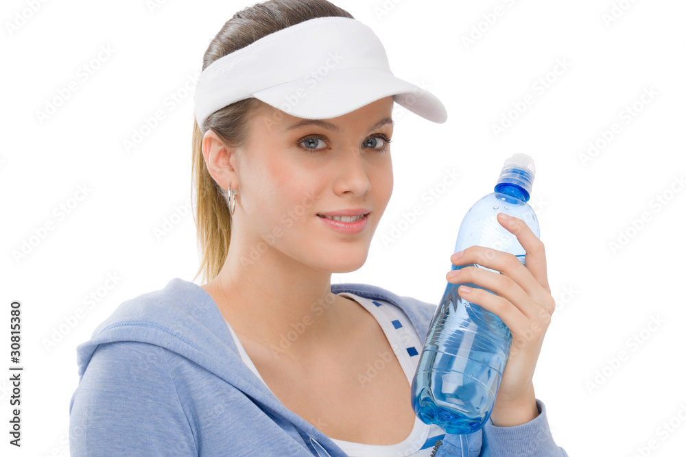 Sport - young woman fitness outfit water bottle Sport - young woman fitness outfit water bottle