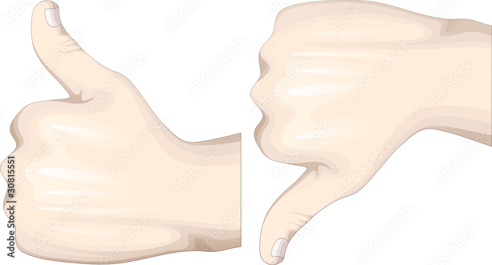 Fototapeta premium Pollice Alto OK e Pollice Verso KO-Thumb up Thumb Down-Vector