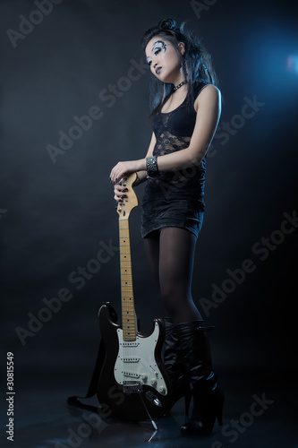 Woman rock with guitar