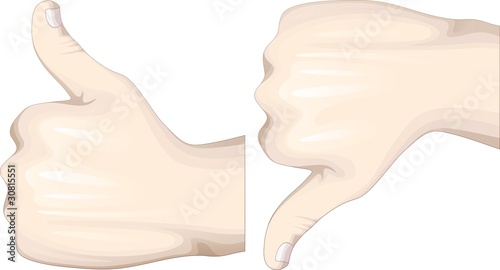 Pollice Alto OK e Pollice Verso KO-Thumb up Thumb Down-Vector
