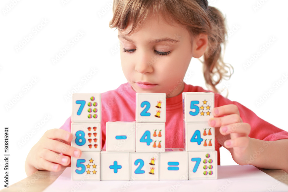 Little girl folds equalizations from cube Little girl folds equalizations from cube