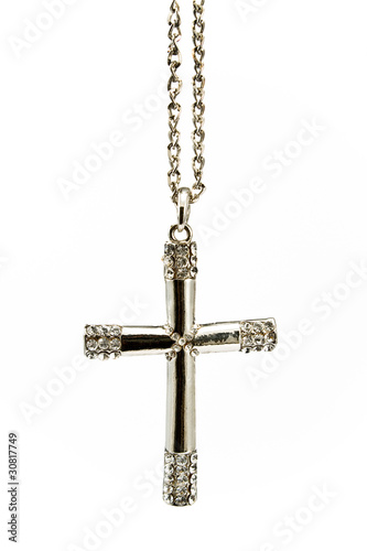 Wallpaper Mural Silver christian cross with small diamonds Torontodigital.ca