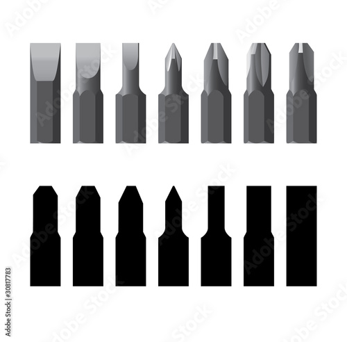 Screw-drivers bit in line isolated - illustration